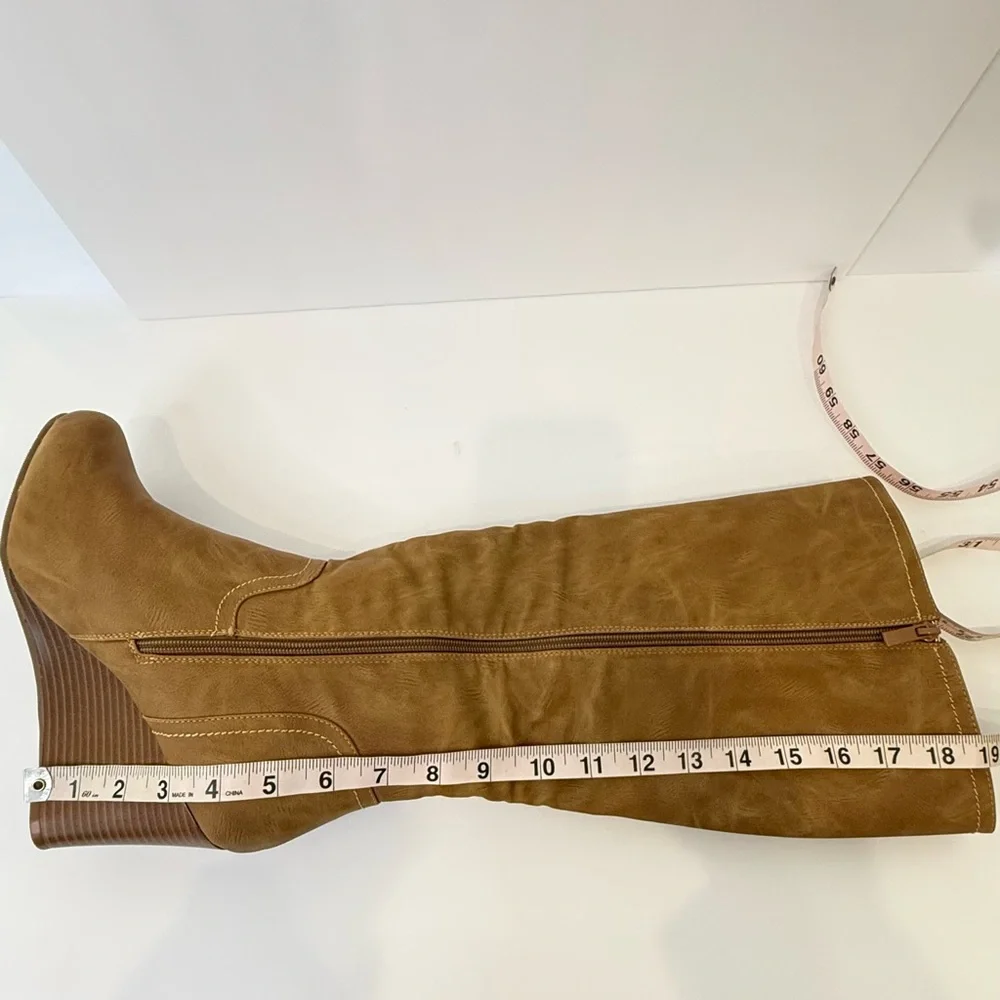 Tan Knee-High Women's distressed Boots